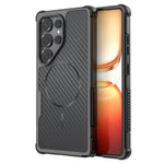For Samsung Galaxy S25 Ultra Magnetic Case Carbon Fiber Texture PC + TPU Corner Protection Phone Cover
