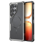 For Samsung Galaxy S25 Ultra Magnetic Case Carbon Fiber Texture PC + TPU Corner Protection Phone Cover