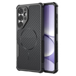 For Samsung Galaxy S26+ Magnetic Case Carbon Fiber Texture PC + TPU Corner Protection Phone Cover