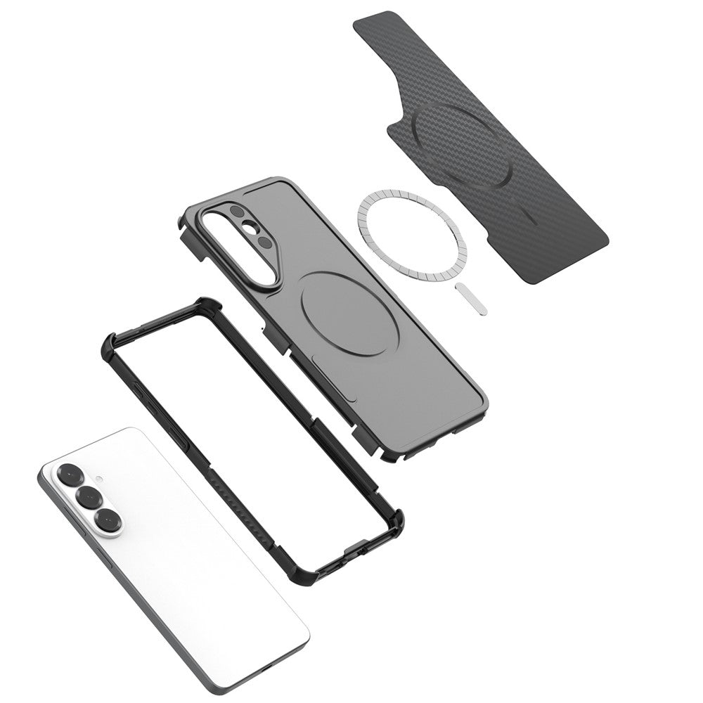 For Samsung Galaxy S26+ Magnetic Case Carbon Fiber Texture PC + TPU Corner Protection Phone Cover