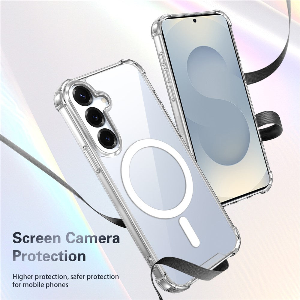 Til Samsung Galaxy A37 5G Magnetisk Etui TPU + Akryl Luftpude Hjørner Beskyttende Telefoncover med 2 stk. Kamerabeskytter + 2 stk. Skærmbeskytter