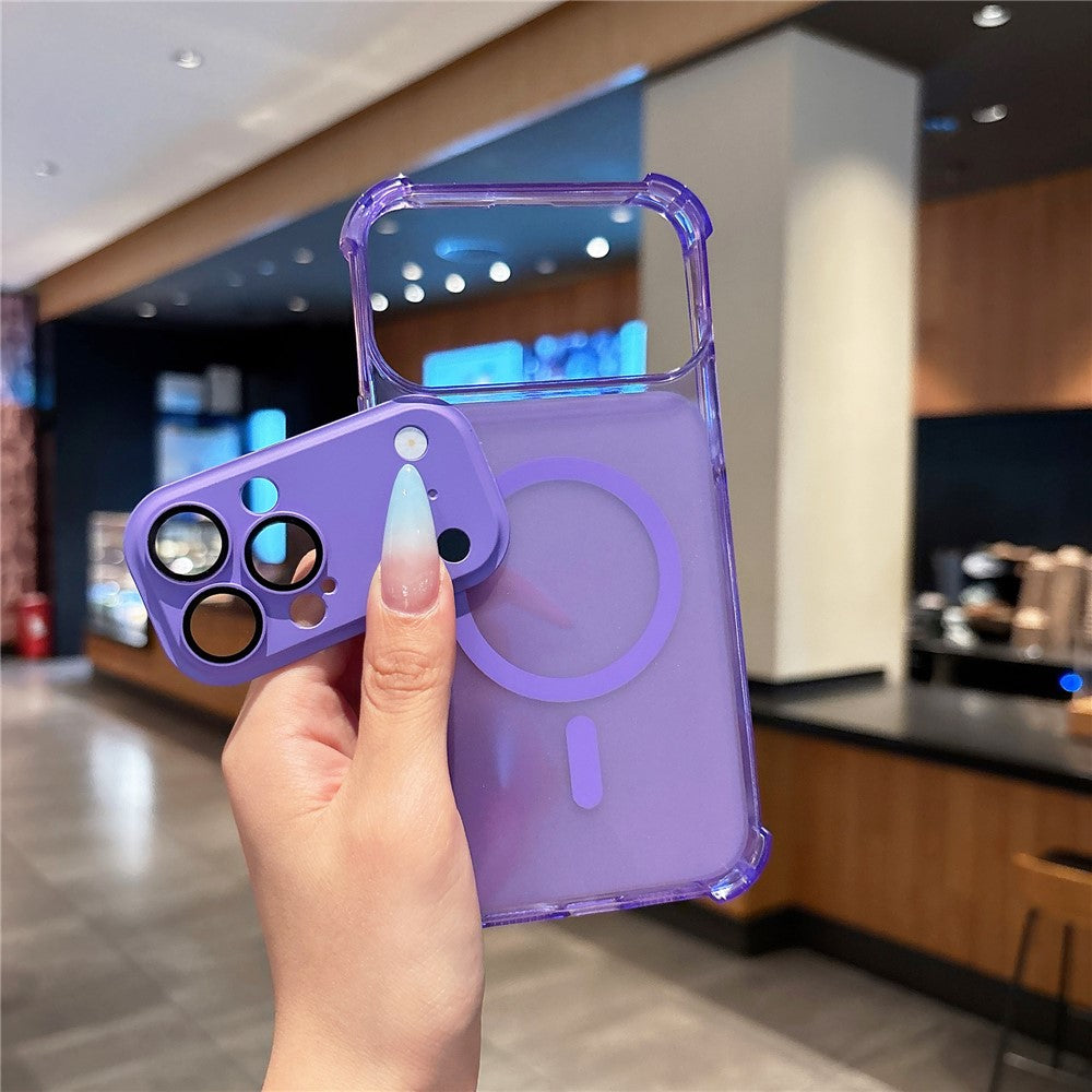 For iPhone 18 Pro / 17 Pro Magnetic Case with Detachable Camera Lens Cover TPU Anti-Slip Shockproof Phone Cover