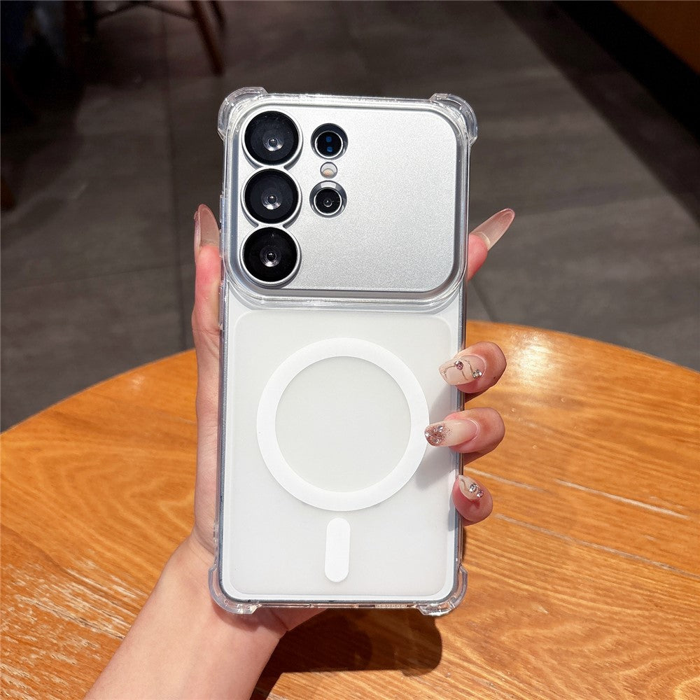 Magnetisk etui til Samsung Galaxy S25 Ultra med aftagelig kameralinsebeskyttelse, skridsikkert og stødsikkert TPU-mobilcover