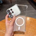 Magnetisk etui til Samsung Galaxy S25 Ultra med aftagelig kameralinsebeskyttelse, skridsikkert og stødsikkert TPU-mobilcover