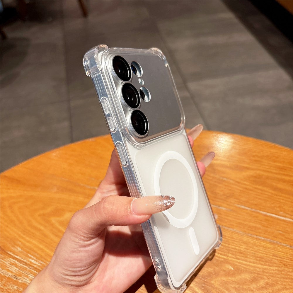 Magnetisk etui til Samsung Galaxy S25 Ultra med aftagelig kameralinsebeskyttelse, skridsikkert og stødsikkert TPU-mobilcover