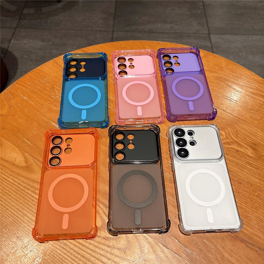 Magnetisk etui til Samsung Galaxy S25 Ultra med aftagelig kameralinsebeskyttelse, skridsikkert og stødsikkert TPU-mobilcover