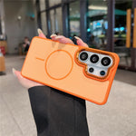 For Samsung Galaxy S25 Ultra Magnetic Case PC + TPU Dual-Layer Shockproof Cover with Metal Camera Frame