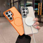 For Samsung Galaxy S25 Ultra Magnetic Case PC + TPU Dual-Layer Shockproof Cover with Metal Camera Frame