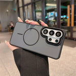 For Samsung Galaxy S25 Ultra Magnetic Case PC + TPU Dual-Layer Shockproof Cover with Metal Camera Frame