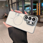 For Samsung Galaxy S25 Ultra Magnetic Case PC + TPU Dual-Layer Shockproof Cover with Metal Camera Frame
