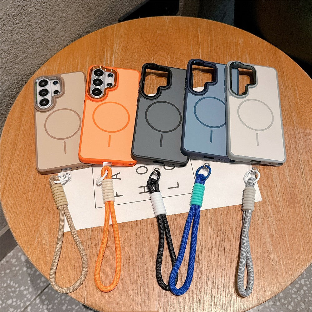 Samsung Galaxy S25 Ultra Magnetiskt Skal med Snodd Skin-Feel PC + TPU Stötsäkert mobilskal