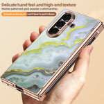 Til Samsung Galaxy Z Fold7 5G Magnetisk Etui Marmormønster Hængselbeskyttelse Telefoncover med Anti-kig-film og Stylus