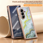 Til Samsung Galaxy Z Fold7 5G Magnetisk Etui Marmormønster Hængselbeskyttelse Telefoncover med Anti-kig-film og Stylus