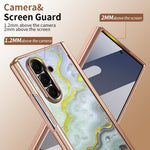 Til Samsung Galaxy Z Fold7 5G Magnetisk Etui Marmormønster Hængselbeskyttelse Telefoncover med Anti-kig-film og Stylus