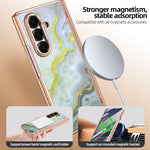 Til Samsung Galaxy Z Fold7 5G Magnetisk Etui Marmormønster Hængselbeskyttelse Telefoncover med Anti-kig-film og Stylus