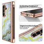 Til Samsung Galaxy Z Fold7 5G Magnetisk Etui Marmormønster Hængselbeskyttelse Telefoncover med Anti-kig-film og Stylus