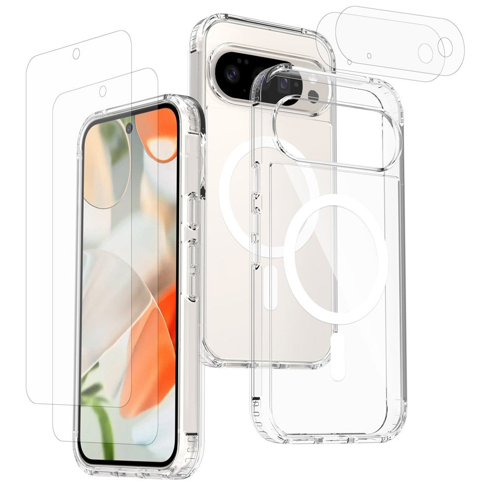 Til Google Pixel 11 Pro XL Magnetisk Cover TPU + PC Klart Telefoncover med 2 stk. Kameraprotector + 2 stk. Hærdet Glas Skærmbeskytter