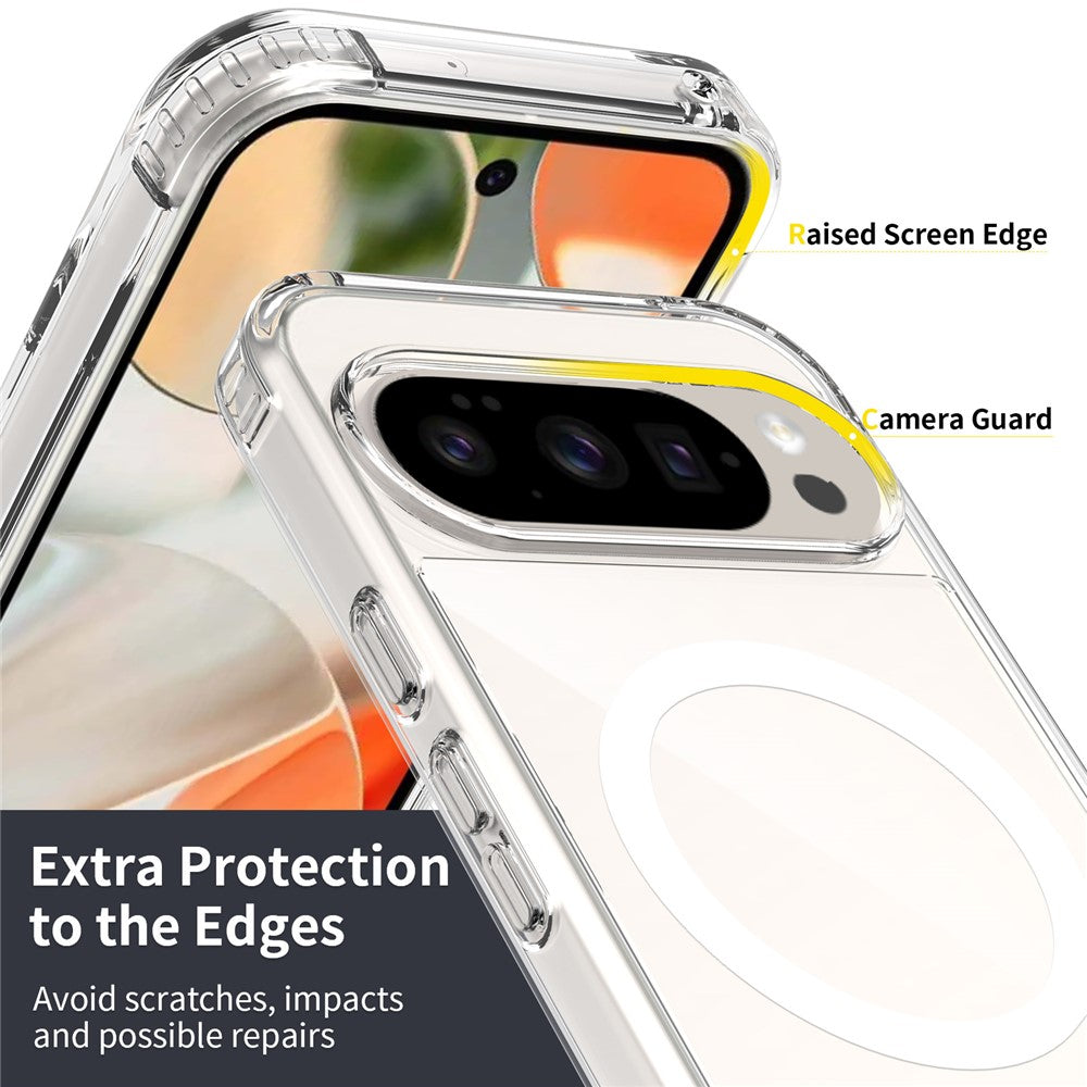 Til Google Pixel 11 Pro XL Magnetisk Cover TPU + PC Klart Telefoncover med 2 stk. Kameraprotector + 2 stk. Hærdet Glas Skærmbeskytter