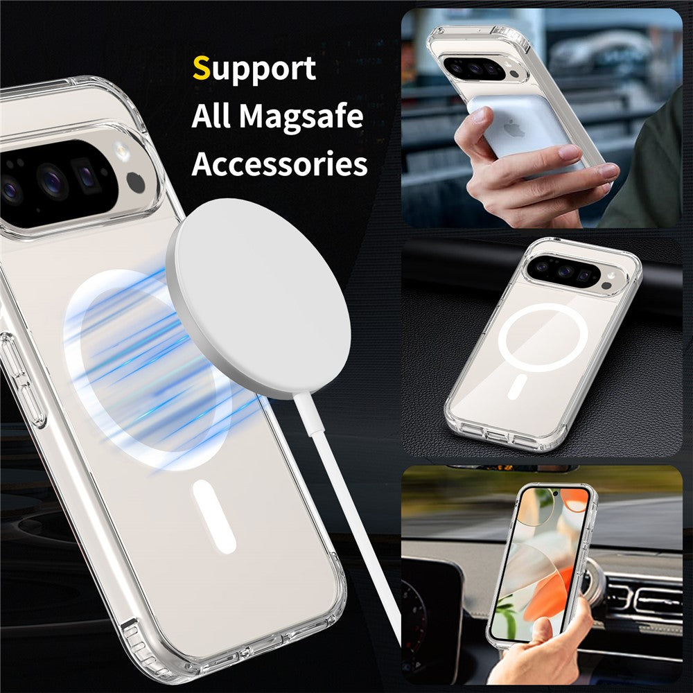 Til Google Pixel 11 Pro XL Magnetisk Cover TPU + PC Klart Telefoncover med 2 stk. Kameraprotector + 2 stk. Hærdet Glas Skærmbeskytter