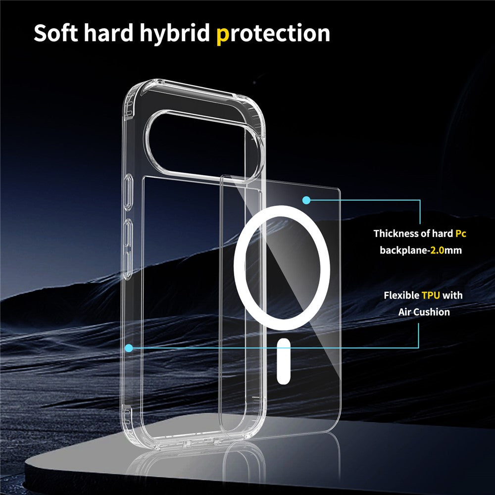 Til Google Pixel 11 Pro XL Magnetisk Cover TPU + PC Klart Telefoncover med 2 stk. Kameraprotector + 2 stk. Hærdet Glas Skærmbeskytter