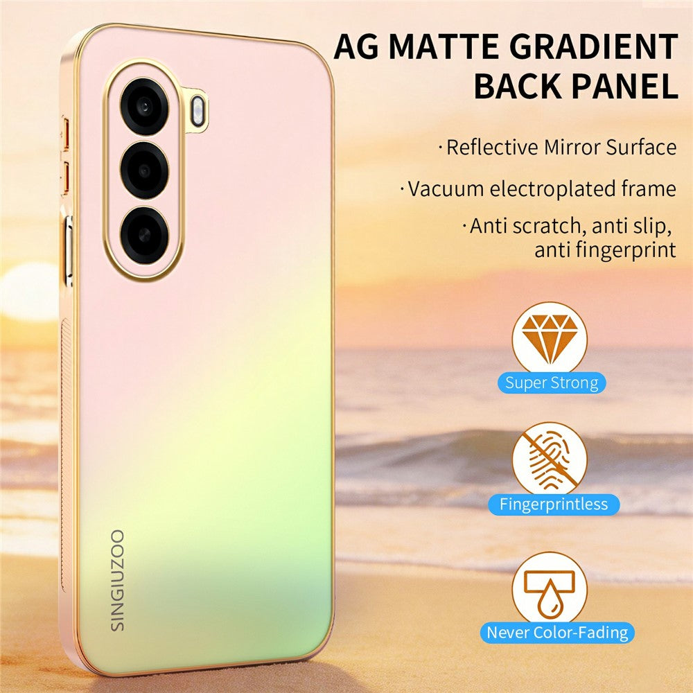 SINGIUZOO Til OnePlus Turbo 6X 5G / Nord CE6 Lite 5G / Realme P4x 5G Etui Galvaniseret AG Mat Gradientfarve PC + TPU Telefoncover