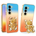 SINGIUZOO för OnePlus Nord CE6 Lite 5G / Turbo 6X 5G / Realme P4x 5G-skal Glitter Björn Stativ Elektropläterad Gradient Färg PC + TPU mobilskal