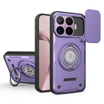 For Xiaomi 17T Case with Slide Camera Cover Ring Kickstand PC + TPU Phone Shell