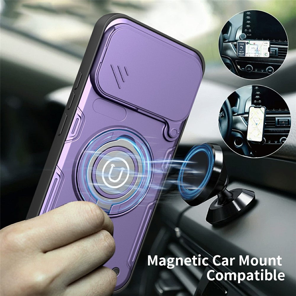 For Xiaomi 17T Case with Slide Camera Cover Ring Kickstand PC + TPU Phone Shell