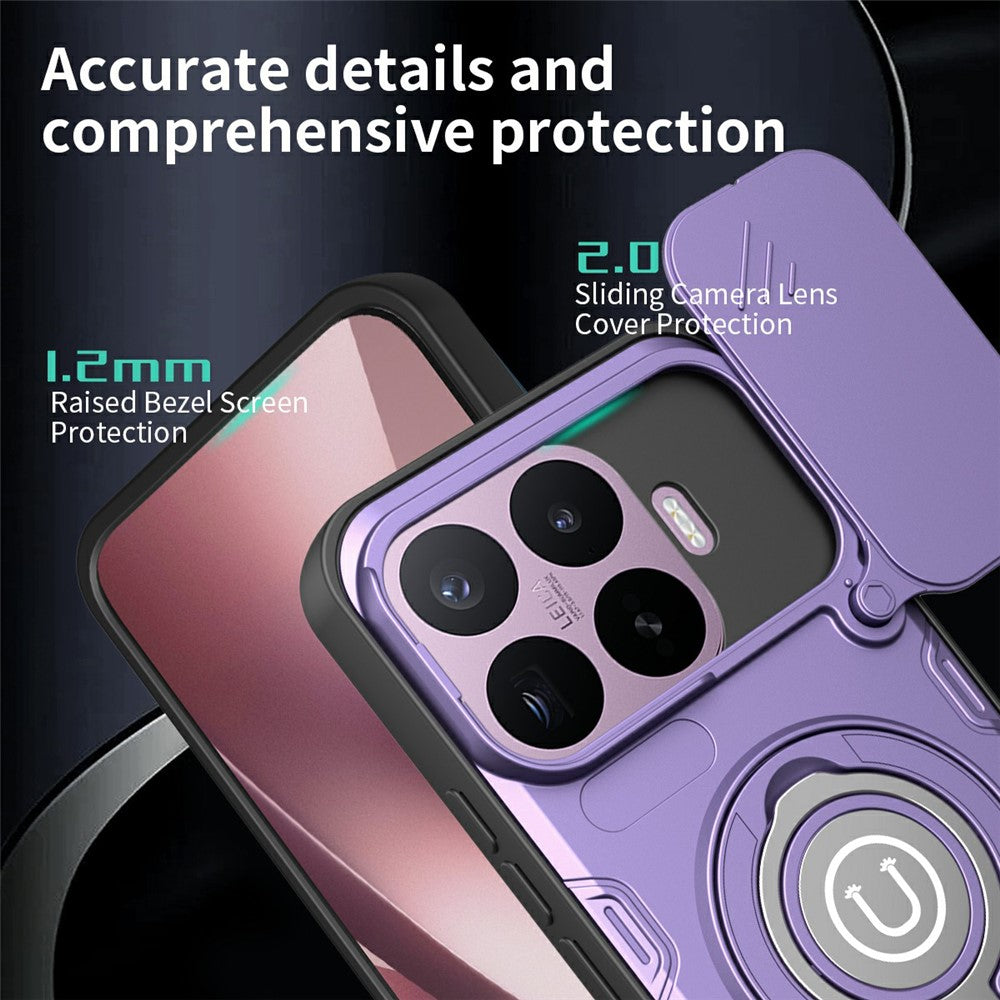 For Xiaomi 17T Case with Slide Camera Cover Ring Kickstand PC + TPU Phone Shell