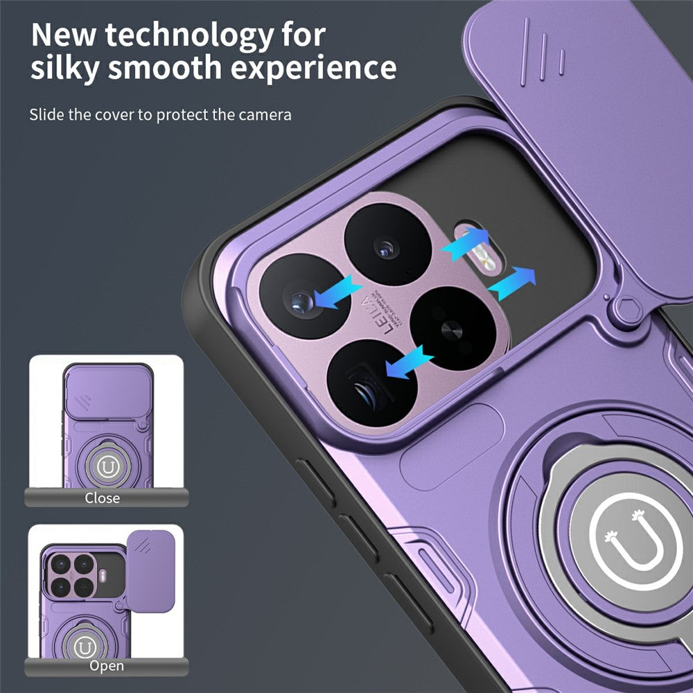 For Xiaomi 17T Case with Slide Camera Cover Ring Kickstand PC + TPU Phone Shell