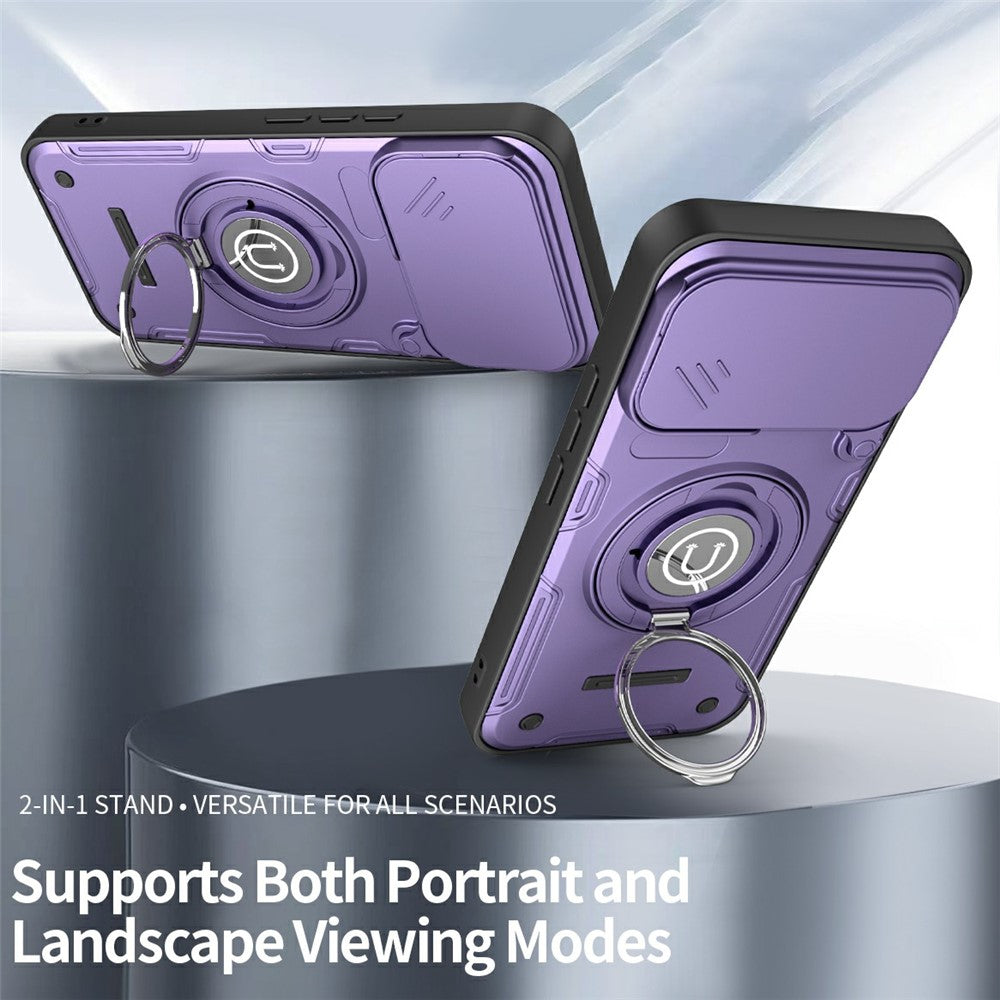 For Xiaomi 17T Case with Slide Camera Cover Ring Kickstand PC + TPU Phone Shell