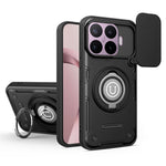For Xiaomi 17T Case with Slide Camera Cover Ring Kickstand PC + TPU Phone Shell