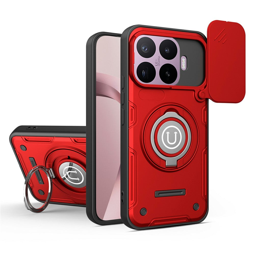 For Xiaomi 17T Case with Slide Camera Cover Ring Kickstand PC + TPU Phone Shell