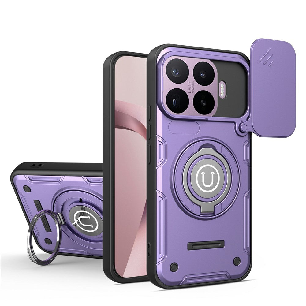 For Xiaomi 17T Pro Case with Slide Camera Cover Ring Kickstand PC + TPU Phone Shell
