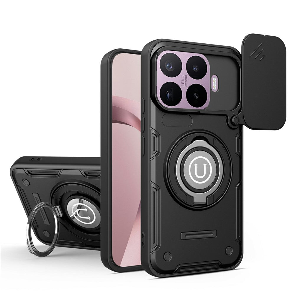 For Xiaomi 17T Pro Case with Slide Camera Cover Ring Kickstand PC + TPU Phone Shell