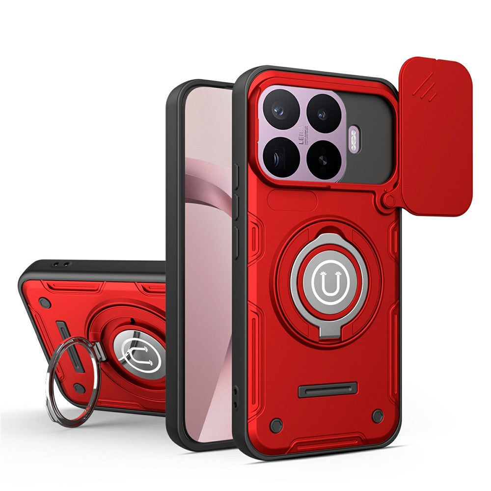 For Xiaomi 17T Pro Case with Slide Camera Cover Ring Kickstand PC + TPU Phone Shell