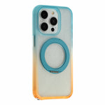 Til iPhone 15 Pro Max cover med 150 cm lanyard, ring-kickstand, gradient glimmer PC + TPU telefoncover