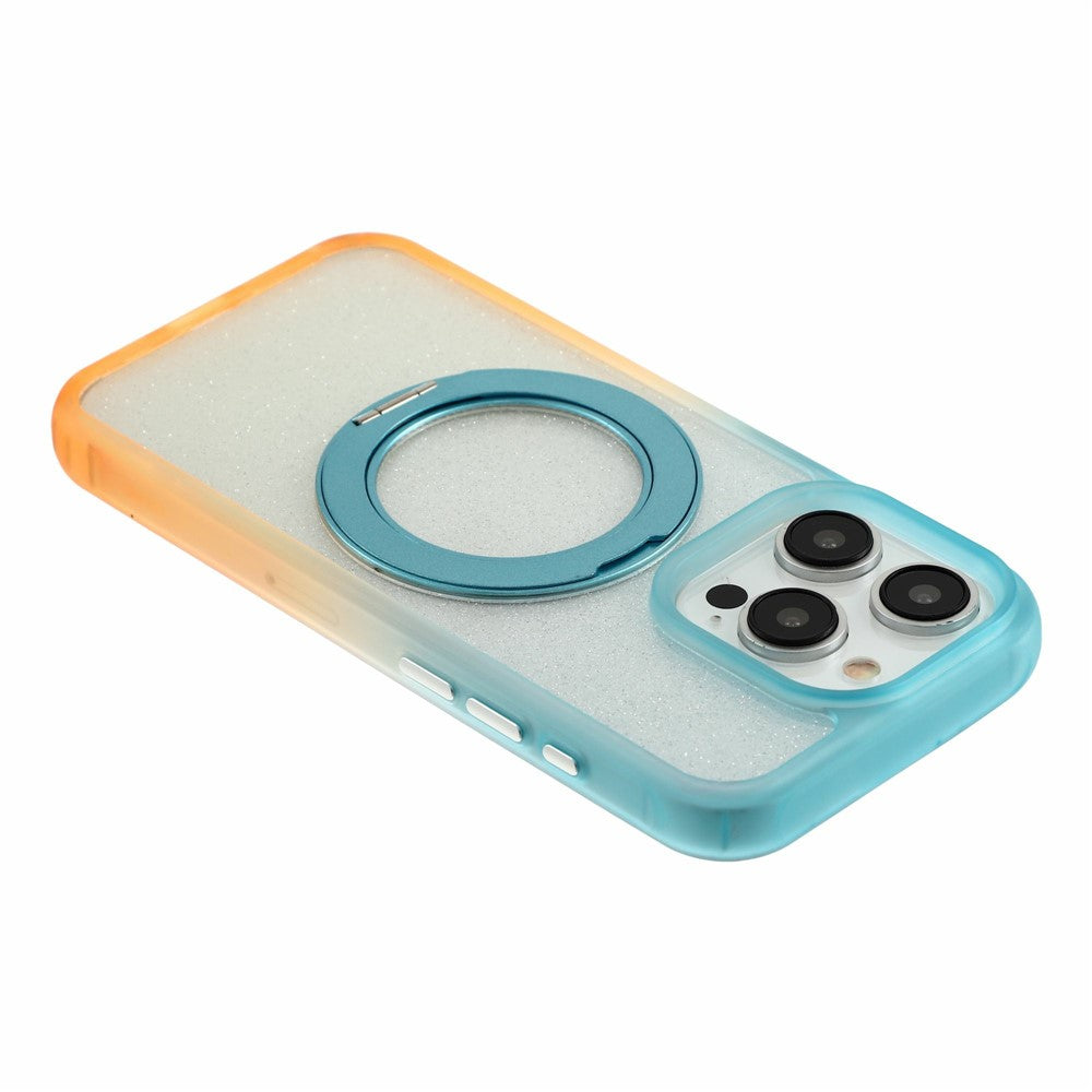 Til iPhone 15 Pro Max cover med 150 cm lanyard, ring-kickstand, gradient glimmer PC + TPU telefoncover