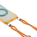 Til iPhone 15 Pro Max cover med 150 cm lanyard, ring-kickstand, gradient glimmer PC + TPU telefoncover