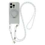 Til iPhone 15 Pro Max cover med 150 cm lanyard, ring-kickstand, gradient glimmer PC + TPU telefoncover