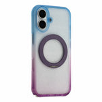 For iPhone 16 Case with 150cm Lanyard, Ring Kickstand Gradient Glitter PC + TPU Phone Cover