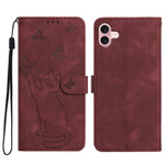For iPhone 16 Wallet Case Imprinted Cat Butterfly Leather Phone Cover with Wrist Strap