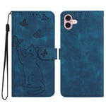 For iPhone 16 Wallet Case Imprinted Cat Butterfly Leather Phone Cover with Wrist Strap