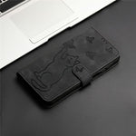 Til iPhone 16 Pro Pung Etui Præget Kat Sommerfugl Læder Telefoncover med Håndrem