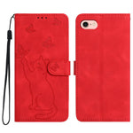 For iPhone 17th / 16th Wallet Case Imprinted Cat Butterfly Leather Phone Cover with Wrist Strap