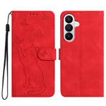 For Samsung Galaxy S26 FE Wallet Case Imprinted Cat Butterfly Leather Phone Cover with Wrist Strap