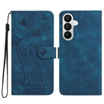 For Samsung Galaxy S26 FE Wallet Case Imprinted Cat Butterfly Leather Phone Cover with Wrist Strap
