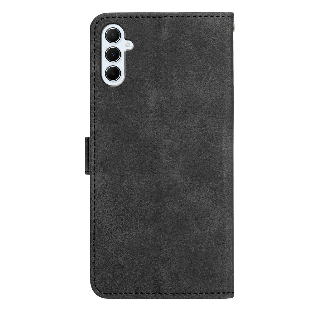 Til Samsung Galaxy A37 5G Pung Etui Med Præget Kat Sommerfugl Læder Telefoncover Med Håndledsrem