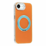 For iPhone 17th / 16th Case Rotating Kickstand PC + TPU IMD Protective Cover with Rhinestones Camera Frame