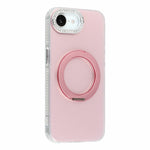 For iPhone 17th / 16th Case Rotating Kickstand PC + TPU IMD Protective Cover with Rhinestones Camera Frame